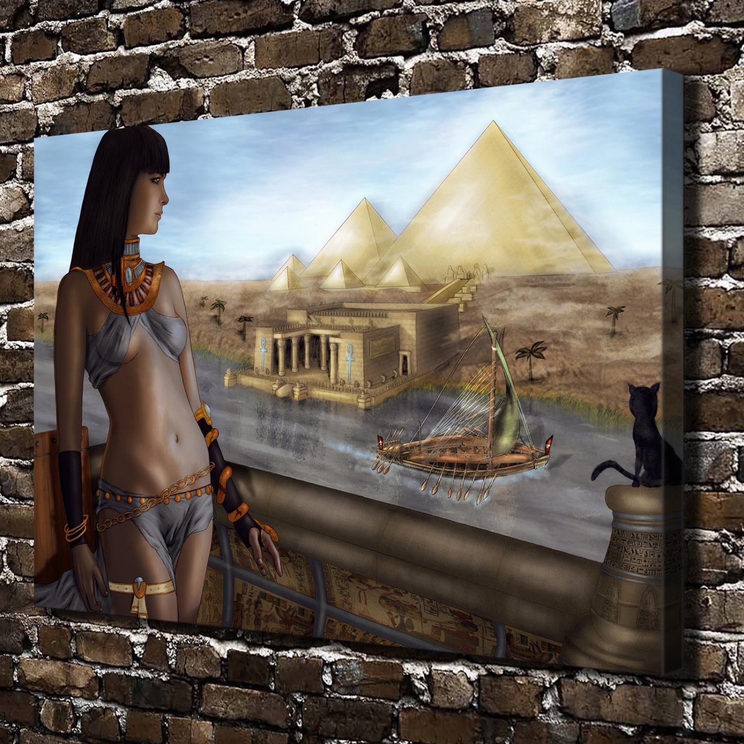 pyramids  20x16 inch FRAMED CANVAS PRINT