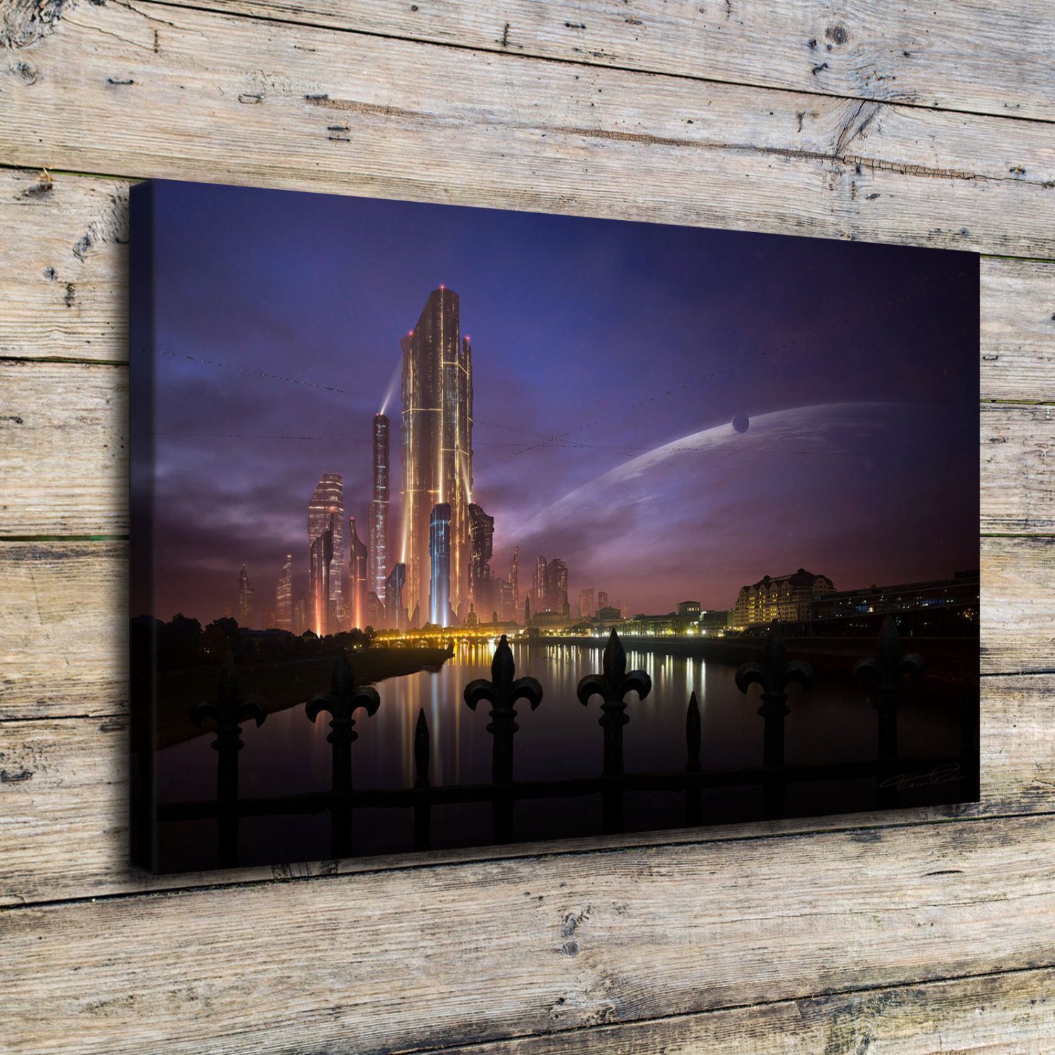 Future cities  20x16 inch FRAMED CANVAS PRINT