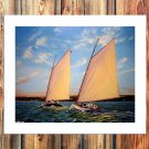 Sailboats, betting  20x16 inch FRAMED CANVAS PRINT