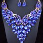 Large Sexy Austrian Rhinestone Crystal Bib Necklace Earrings Set Bridal Prom N27