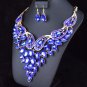 Large Sexy Austrian Rhinestone Crystal Bib Necklace Earrings Set Bridal Prom N27
