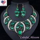 Sexy Austrian Rhinestone Crystal Bib Necklace Earrings Set Prom Wed Party N48gn