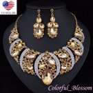 Sexy Austrian Rhinestone Crystal Bib Necklace Earrings Set Prom Wed Party N48g