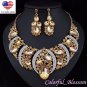 Sexy Austrian Rhinestone Crystal Bib Necklace Earrings Set Prom Wed Party N48g