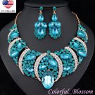 Sexy Austrian Rhinestone Crystal Bib Necklace Earrings Set Prom Wed Party N48t