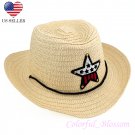 Boy's Girl's Wheat Summer Wide Brim Floppy Cowboy Beach Sun Visor Hat HK19