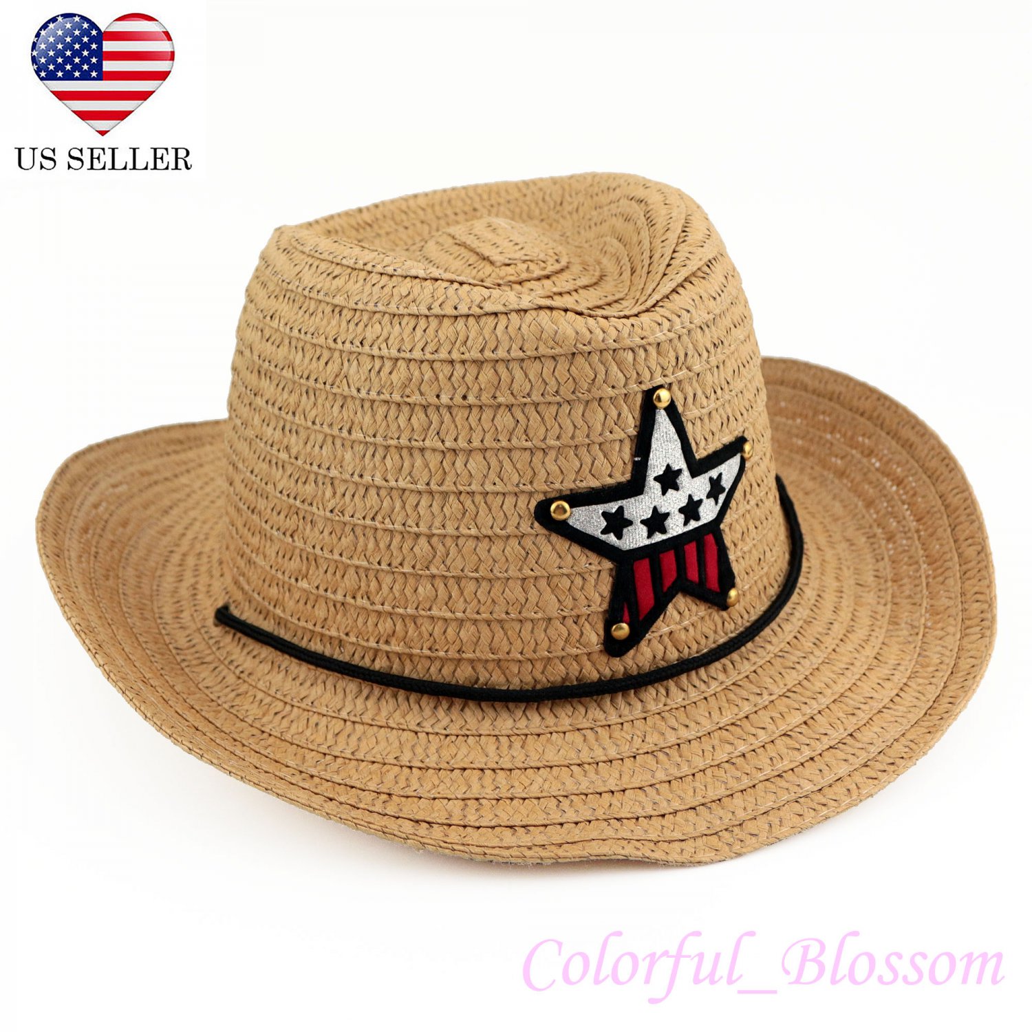 Boy's Girl's Brown Summer Wide Brim Floppy Cowboy Beach Sun Visor Hat HK18