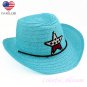 Boy's Girl's Blue Summer Wide Brim Floppy Cowboy Beach Sun Visor Hat HK20