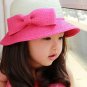 Girl's Hot Pink Summer Wide Brim Floppy Beach Sun Visor Hat with Handmade Bowknot HK3