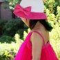Girl's Hot Pink Summer Wide Brim Floppy Beach Sun Visor Hat with Handmade Bowknot HK3