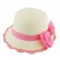 Kid's Girl's Pink Summer Wide Brim Floppy Beach Sun Visor Hat with Lace Bowknot HK4