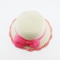 Kid's Girl's Pink Summer Wide Brim Floppy Beach Sun Visor Hat with Lace Bowknot HK4