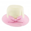 Ladies Women's Pink Summer Wide Brim Floppy Sun Beach Bucket Cloche Straw Hat HA16