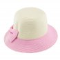 Ladies Women's Pink Summer Wide Brim Floppy Sun Beach Bucket Cloche Straw Hat HA16