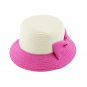 Ladies Women's Hot Pink Summer Wide Brim Floppy Sun Beach Bucket Cloche Straw Hat HA18