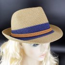 Summer Women's Flanging With Brown Braided Band Sun Beach Straw Cowboy Hat HA3