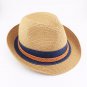 Summer Women's Flanging With Brown Braided Band Sun Beach Straw Cowboy Hat HA3