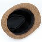 Men's Brown Flanging Black Belt & Buckle Sun Beach Summer Straw Cowboy Hat HA19