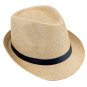 Men's Wheat Flanging Black Belt & Buckle Sun Beach Summer Straw Cowboy Hat HA18