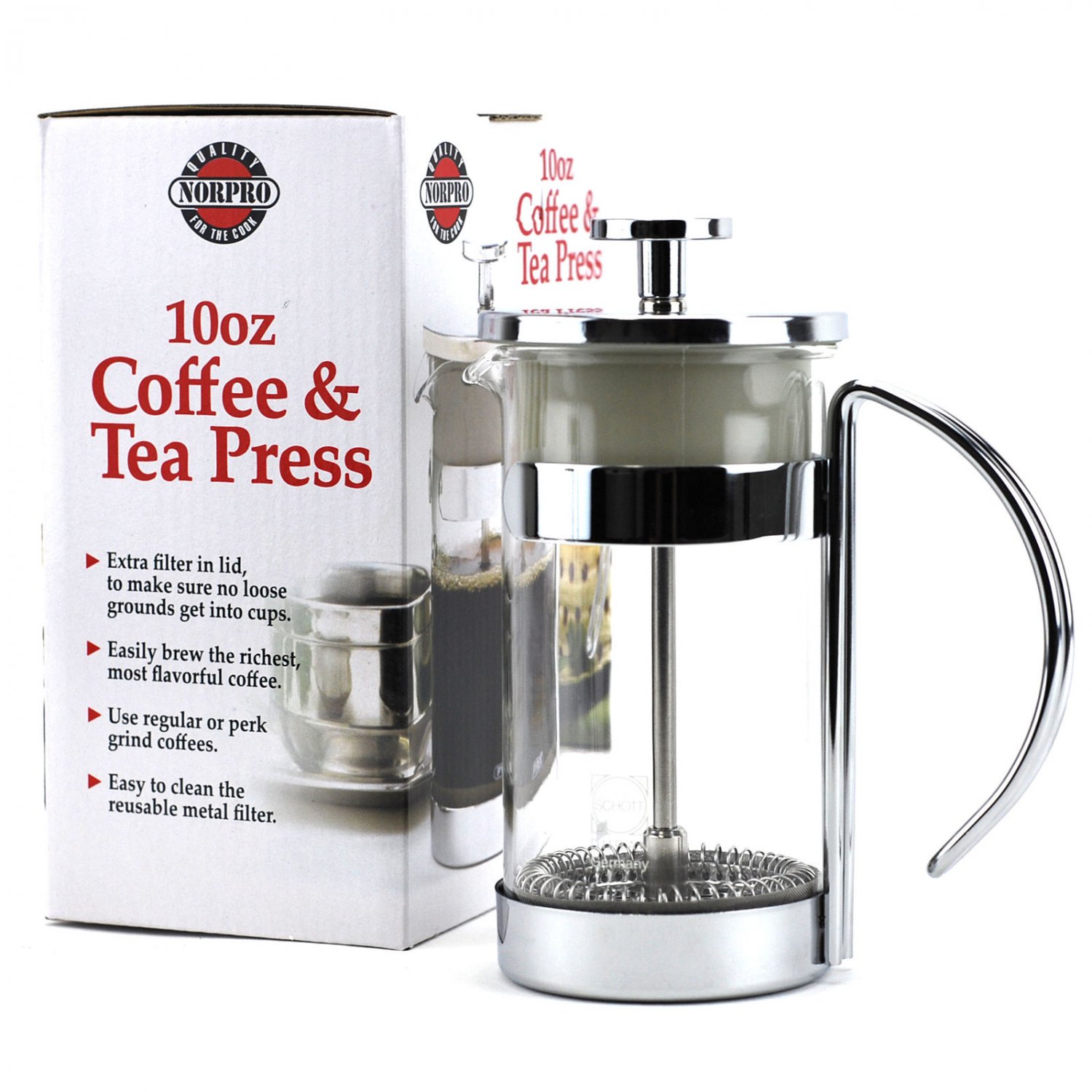 Cold Press Coffee Maker, French Pressed Best Tea Maker Glass (10oz)