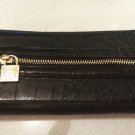 Anne Klein faux Aligator Clutch Wallet Black gold tone hardware 8.5" long
