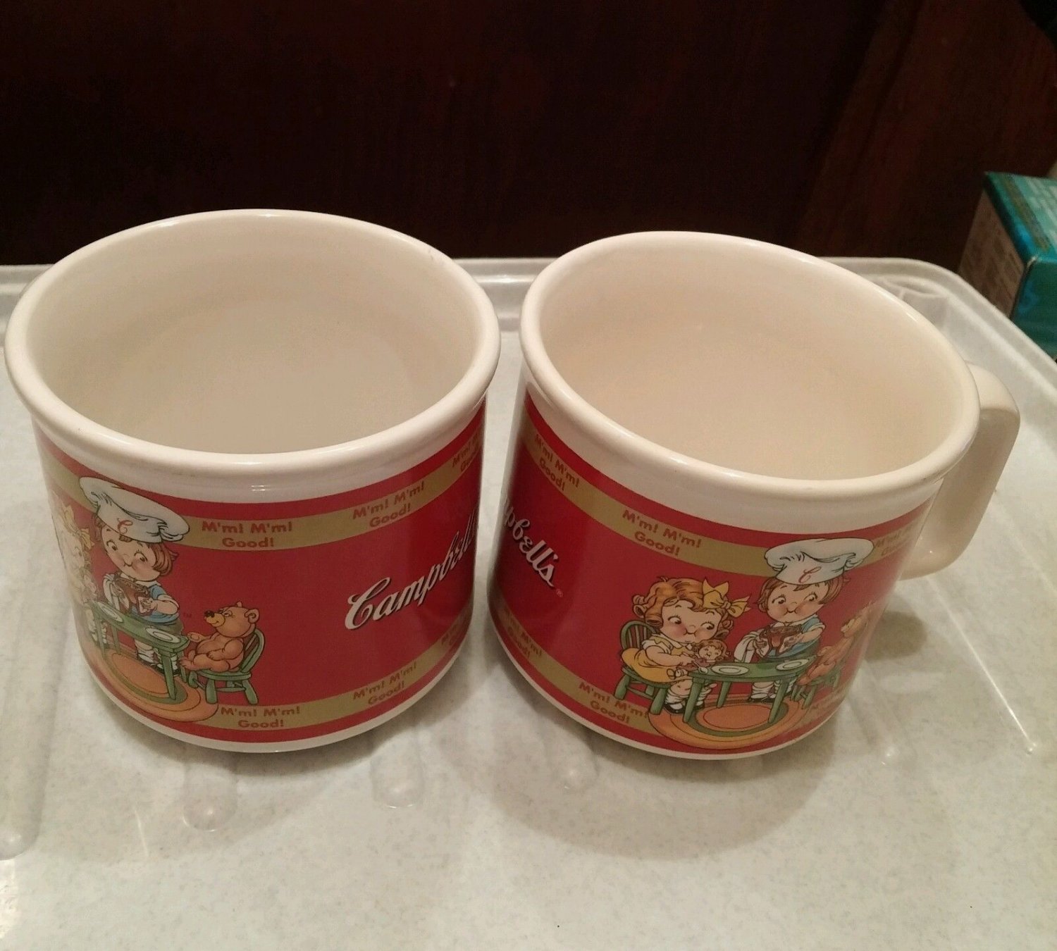 VINTAGE. 2 Campbell's Soup Mug 1998 Houston Harvest *Original* M'm! M'm