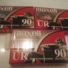 MAXELL- 3 - AUDIO CASSETTE TAPES- NORMAL BIAS UR 90 MIN EACH (NEW & SEALED)