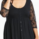 Unomatch Women Lace Sleeves Plus size Shirt and Blouse Black (UWSB901)