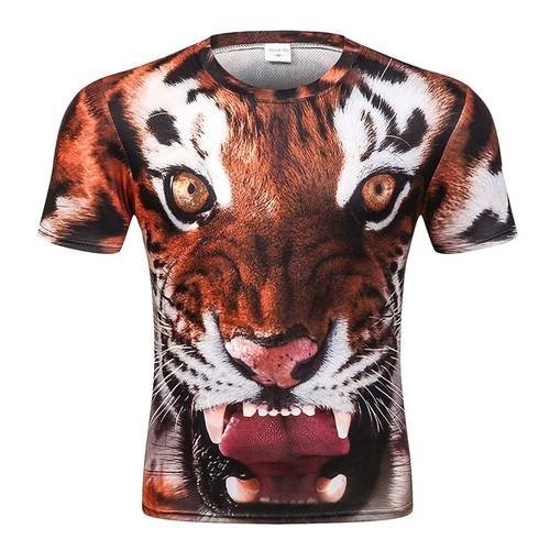 New Summer Fashion 3D Print Tiger Head Tee Shirt Mens Womens Casual T ...