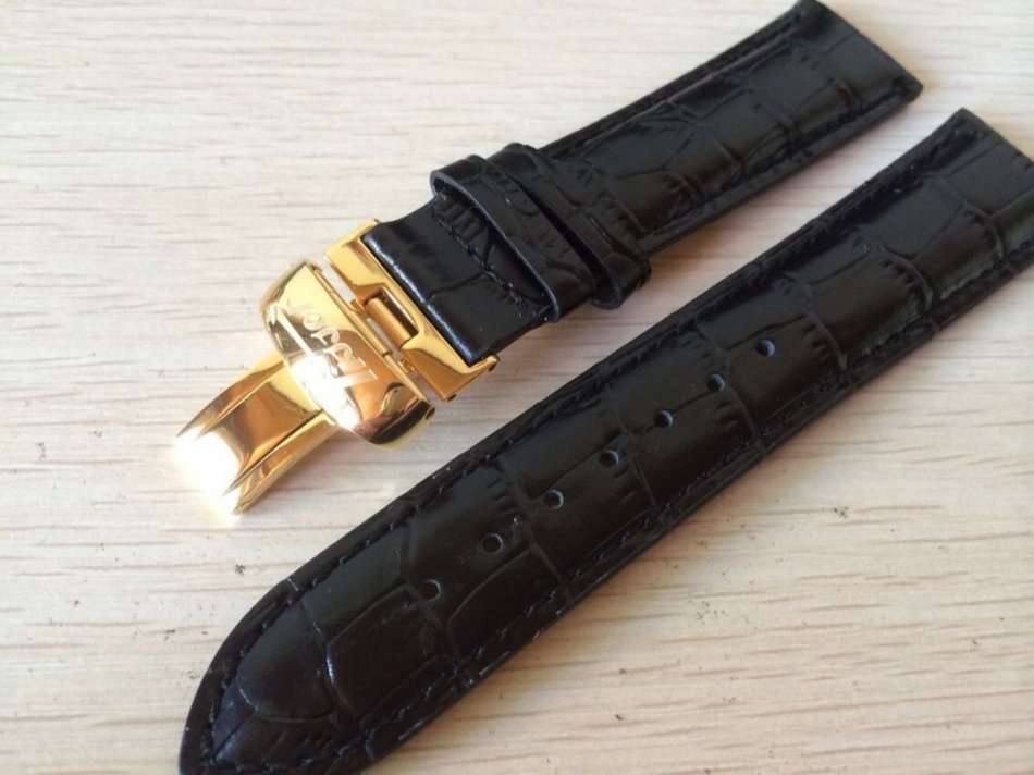 New black strap Watchband for Tissot Visodate T019430 20mm  golden Buckle 18mm