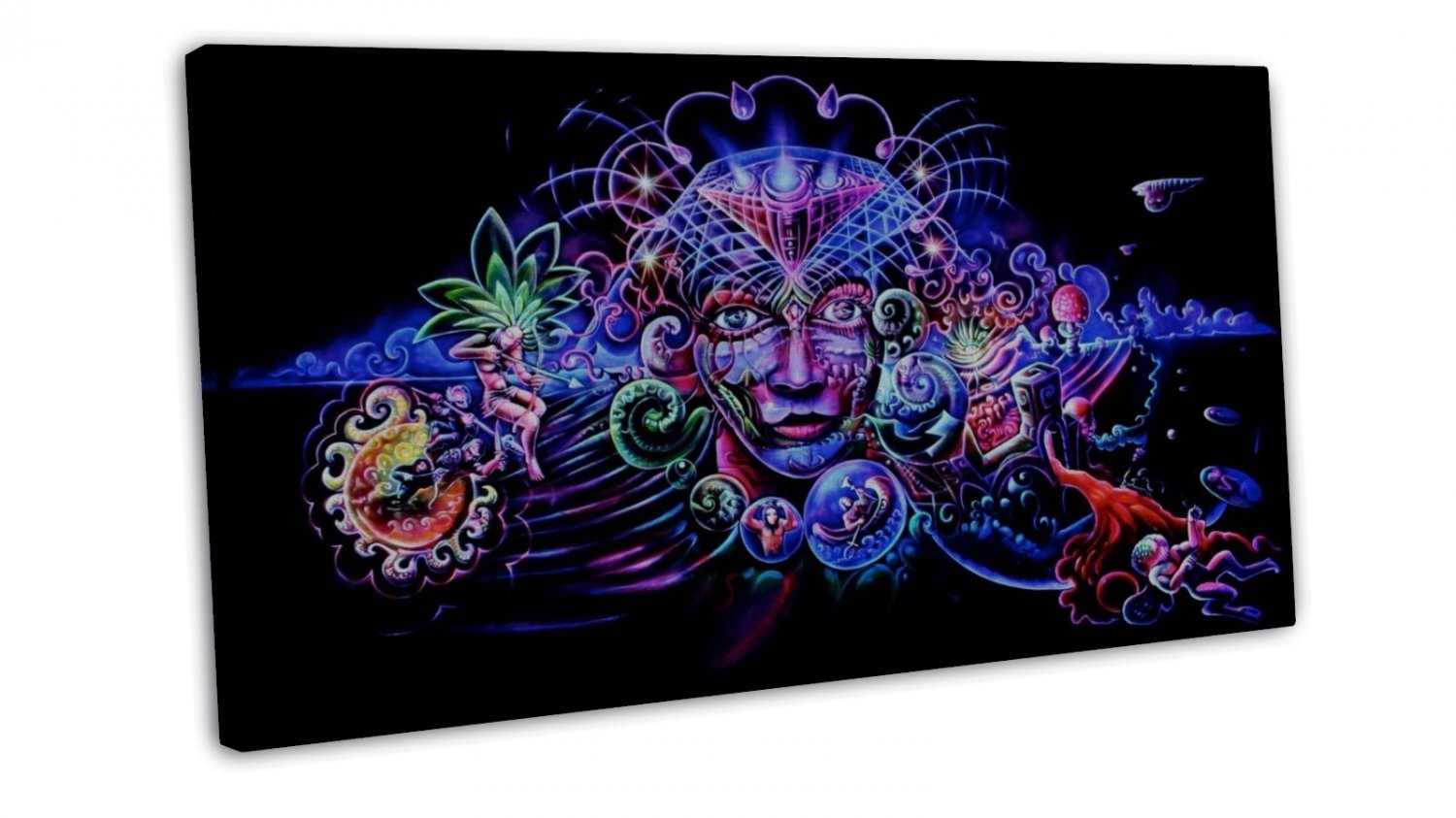 Psychedelic Trippy Art Wall Decor 16x12 FRAMED CANVAS Print