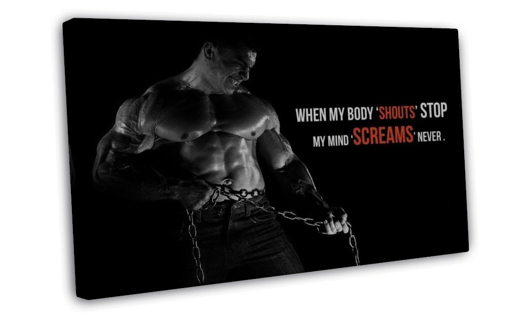 Bodybuilding Motivational Wall Decor 16x12 FRAMED CANVAS Print