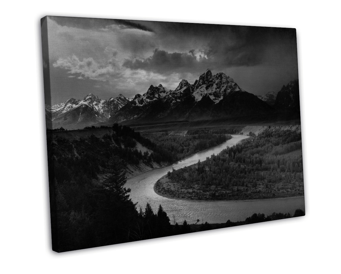 Ansel Adams Grand Teton Art 20x16 Framed Canvas Print Decor