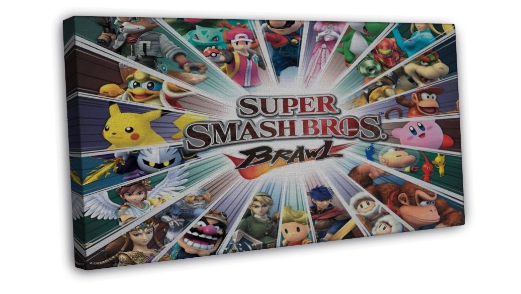 Super Smash Bros Brawl Game Wall Decor 20x16 FRAMED CANVAS Print