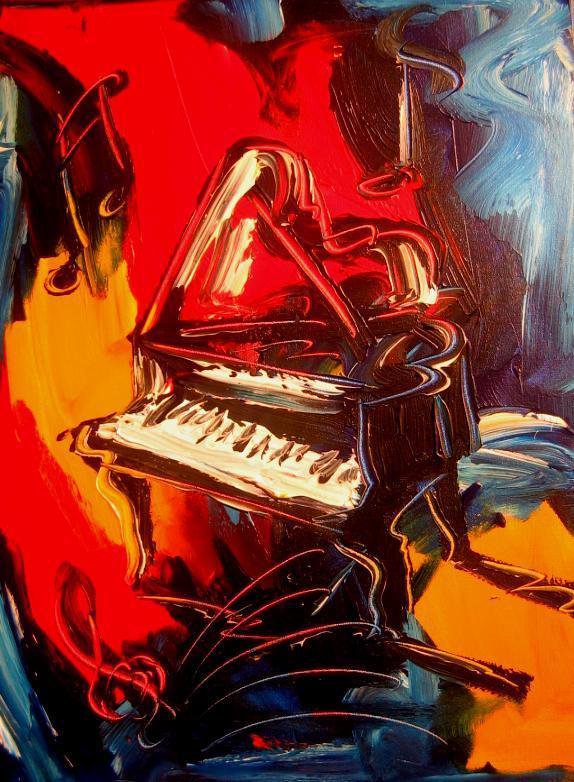 PIANO MODERN ABSTRACT IMPRESSIONIST ORIGINAL Painting Music 534EFE4F