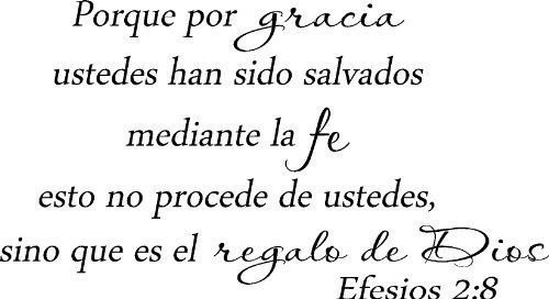 Efesios 2:8, Bible verse wall decals, scripture, Vinyl Art, stickers, spanish