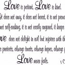 1 Corinthians 13:4-8 11"x22" Bible Verse Wall Decal by Scripture Wall Art