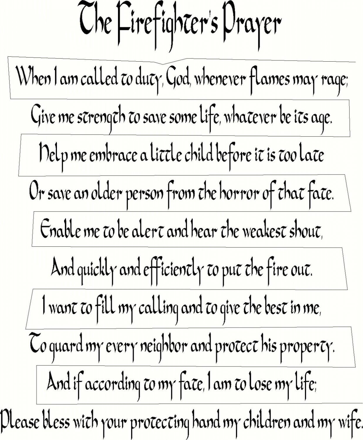 Firefighters Prayer Wall Art. Vinyl Sticker