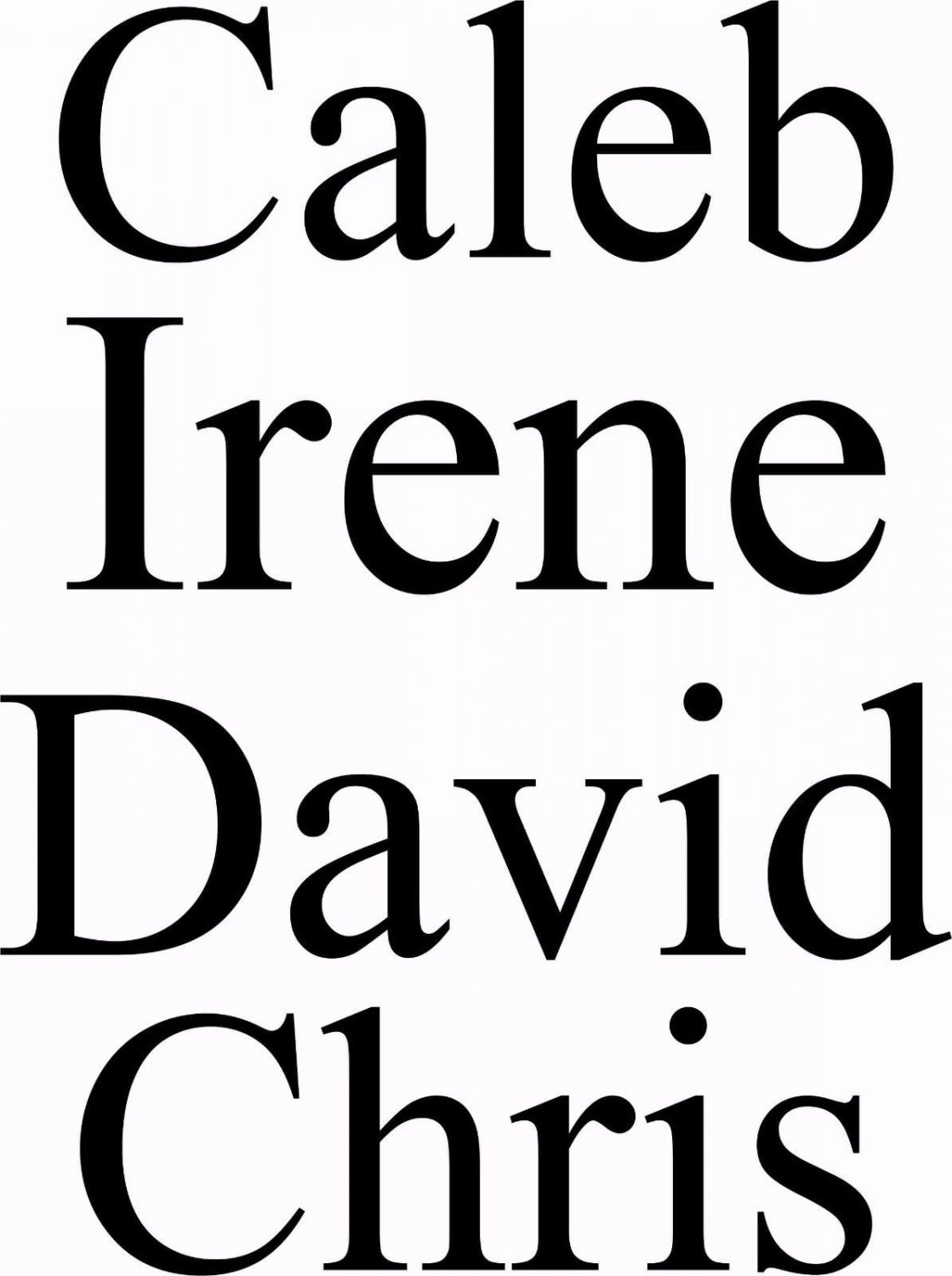 Custom Names 2 inches tall times roman