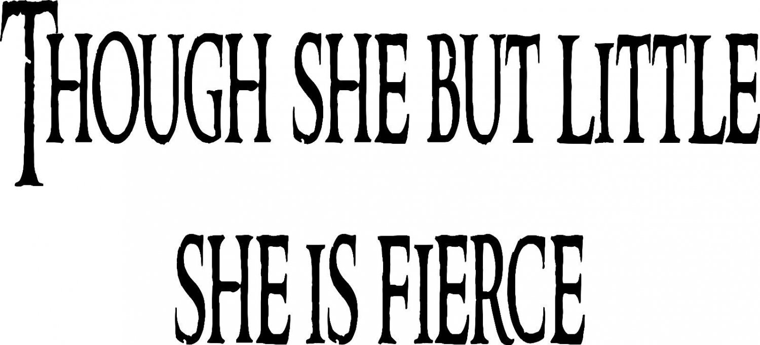 Though She Be Little She Be Fierce 11 x 22 : Motivational and Vinyl Wall Art