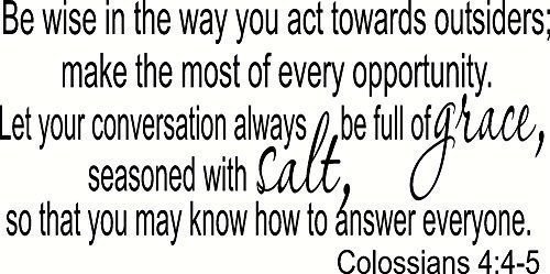 Colossians 4:5-6 Be Wise in the Way You Act Toward Outsiders; Make the Most o...