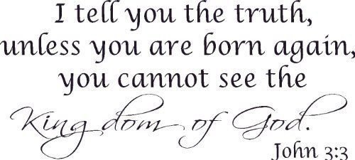 John 3:3 Vinyl Wall Art, Truth, No One Can See Kingdom of God, Unless Born Ag...