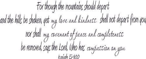 Isaiah 54:10, Vinyl Wall Art, Mountains Shaken, My Love Kindness Covenant Pea...