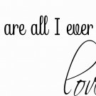 You Are All I Ever Wanted Love to Be! 11x22 Vinyl Wall Decal Wall Art