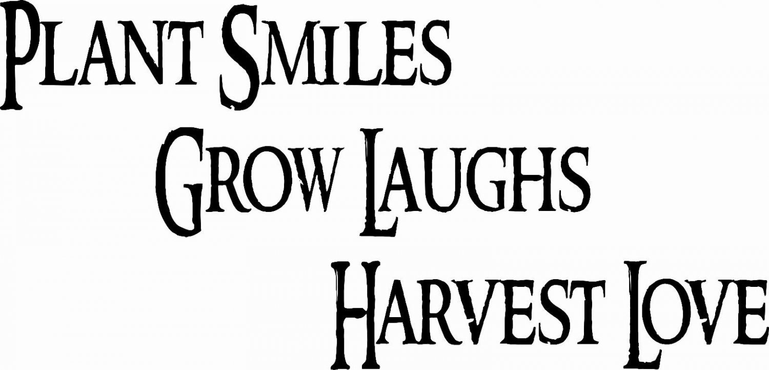 Smiles V2 ~ Plant Smiles Grow Laughs Harvest Love 11 x 22 : Vinyl Wall Art