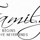 Family Where Life Begins 11 x 20: Motivational and inspirational Vinyl Wall Art