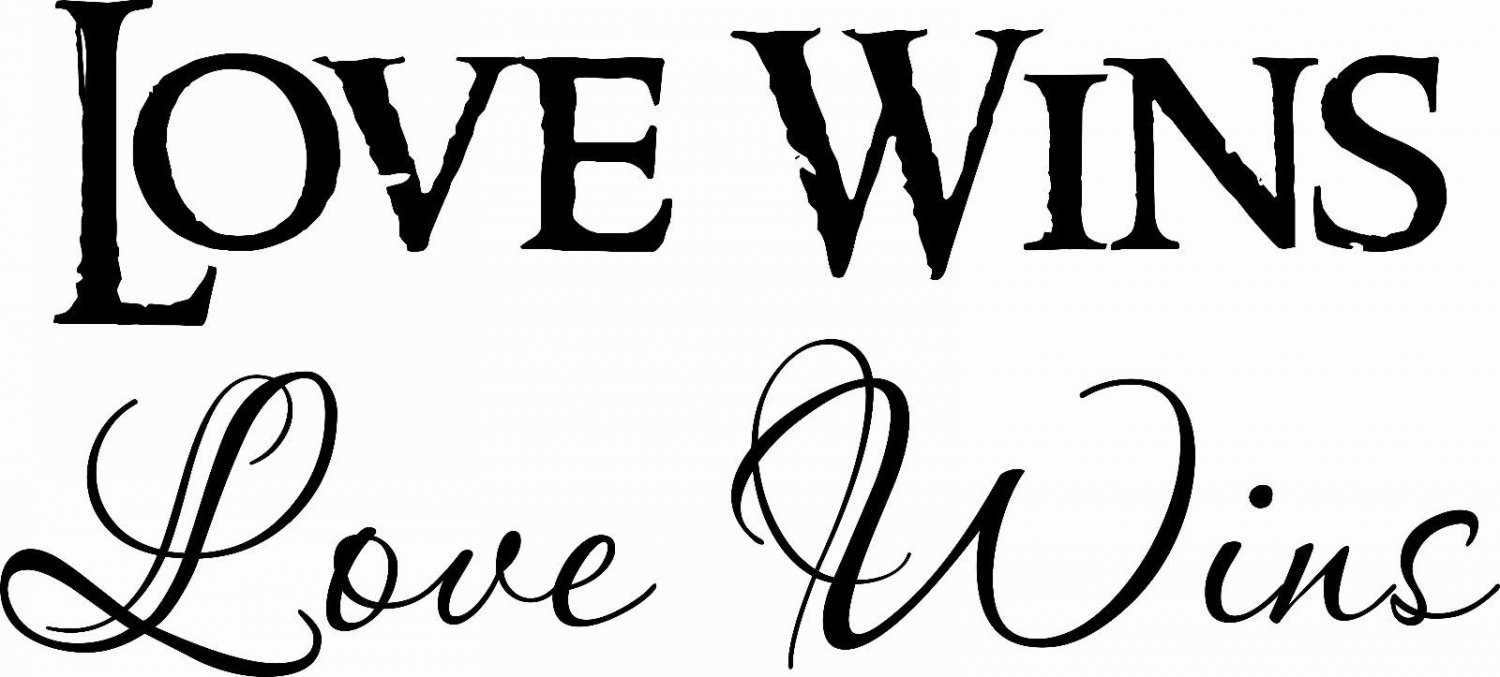 L1002 Love Wins Vinyl Wall Decal 2 PACK each approx 6 x 22 ~ Romance