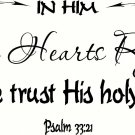 Psalm 33:21 11"x22" Bible Verse Wall Decal by Scripture Wall Art - Decor