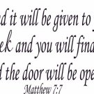 Matthew 7:7 11"x22" Bible Verse Wall Decal by Scripture Wall Art