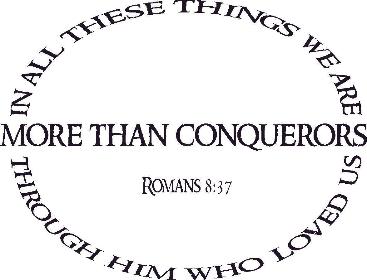Romans 8:37 11" x 22" Bible Verse Wall Decal by Scripture Wall Art